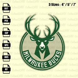 Milwaukee Bucks Embroidery Design, NBA Embroidery File, Instant Download