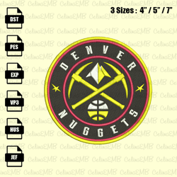 Denver Nuggets Embroidery Design, NBA Embroidery File, Instant Download