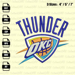 Oklahoma City Thunder Embroidery Design, NBA Embroidery File, Instant Download