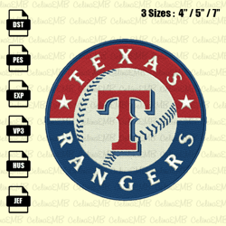 Texas Rangers Embroidery Design, MLB Embroidery File, Instant Download
