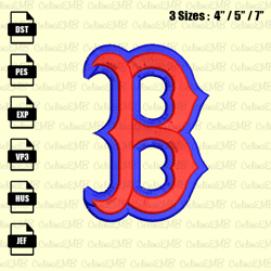 Boston Red Sox Logo 3D Embroidery Design, MLB Embroidery File, Instant Download