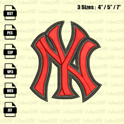 New York Yankees Logo 3D Embroidery Design, MLB Embroidery File, Instant Download