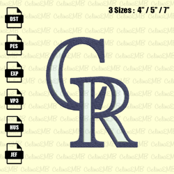 Colorado Rockies Embroidery Design, MLB Embroidery File, Instant Download