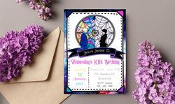 Wednesday and Enid Birthday Invitation Download for Print or Text 5x7, Editable Digital Wednesday Printable Template