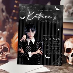 Wednesday Addams Birthday Invitation Download for Print or Text 5x7 Editable Digital Wednesday Printable Invite Template