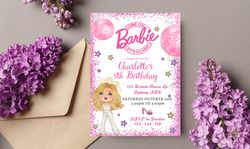 Barbie Disco Birthday Invitation Download for Print or Text 5x7, Editable Digital Barbie Printable Invite Template