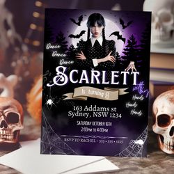 Wednesday Addams Birthday Invitation Download for Print or Text 5x7, Editable Digital Wednesday Printable Invite Templat