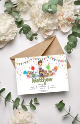 Paw Patrol Birthday Invitation 5x7, Editable Digital Paw Patrol Printable DIY Invite Template