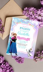 Frozen Birthday Invitation Download for Print or Text 5x7, Editable Digital Elsa and Anna Printable Invite Templa