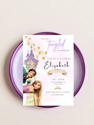 Disney Princess Rapunzel Birthday Invitation 5x7, Editable Digital Princess Rapunzel Printable Invite Templa