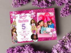 Barbie Big City Birthday Invitation Download for Print or Text 5x7, Editable Digital Printable Invite Templa