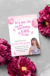Taylor Swift birthday 5x7 Invitation Download for Print or Text 5x7, Self Editable Digital Templates
