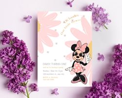 Minnie Mouse Birthday 5x7 Invitation Download for Print or Text 5x7, Self Editable Digital Template
