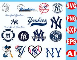 New York Yankees Bundle SVG, New York Yankees SVG, MLB SVG PNG DXF EPS Digital File
