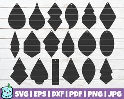 Earring Shape SVG Silhouette Pack - 18 Designs | Digital Download | Earring Shape PNG, Earring Vector, Earring