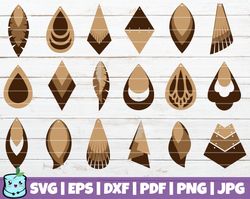 Stacked Earrings SVG Bundle, Silhouette Svg, Cut Files for Cricut, leather jewelry, instant download, earring jewelry te