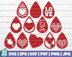 Valentine Earrings SVG, Heart Earring SVG Design Bundle