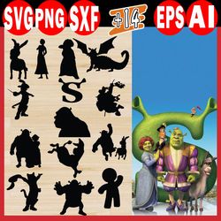 Shrek logo Svg, Shrek silhouette Svg, Shrek clipart, Donkey Svg, Disney Svg, Fiona Svg, Puss in boots Svg