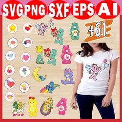 61 care bears svg bundle, care bears svg png, care bears clipart, care bears png