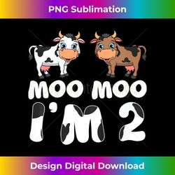Kids Moo Moo I'm Two Cute Cow 2nd Birthday Cows Gift - Classic Sublimation PNG File - Pioneer New Aesthetic Frontiers