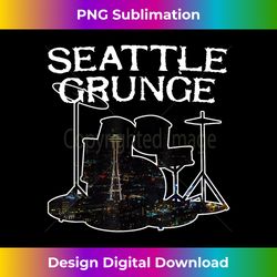 Seattle Grunge Retro Rock Drums Space Needle - Bohemian Sublimation Digital Download - Spark Your Artistic Genius
