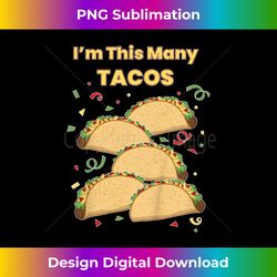 Kids Funny Five Tacos 5 Year Old Child's Birthday - Luxe Sublimation PNG Download - Elevate Your Style with Intricate Details