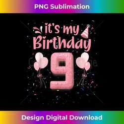 It's My 9th Birthday Doughnut Happy 9 Years Old Girl Kids - Sophisticated PNG Sublimation File - Crafted for Sublimation Excellence