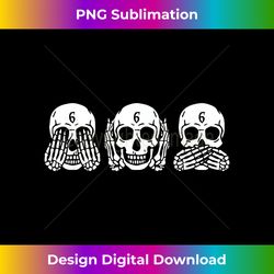3 Satanic 666 Skulls See No, Hear No, Speak No Evil - Futuristic PNG Sublimation File - Ideal for Imaginative Endeavors
