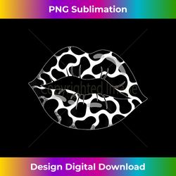 Cute Cow Print Lips Cow Pattern Animal Black White Kiss Lips - Timeless PNG Sublimation Download - Reimagine Your Sublimation Pieces