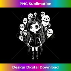 Creepy Cute Punk Goth Grunge Girl With Skull Party Balloons - Urban Sublimation PNG Design - Ideal for Imaginative Endeavors