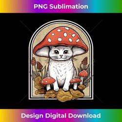 cottagecore aesthetic cat with mushroom hat mushroom cat - timeless png sublimation download - chic, bold, and uncompromising