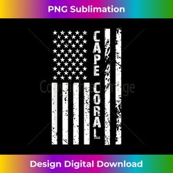 Cape Coral Florida United States w US Flag Distressed - Minimalist Sublimation Digital File - Animate Your Creative Concepts