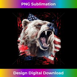 Grizzly Bear Grunge American Flag 4th Of July Patriotic Bear - Futuristic PNG Sublimation File - Craft with Boldness and Assurance