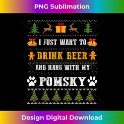 Drink Beer Funny Pomsky Dog Lovers Ugly Christmas Sweater Tank Top - Luxe Sublimation PNG Download - Craft with Boldness and Assurance