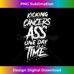 womens kicking cancers ass one day at a time - cancer support v-neck - futuristic png sublimation file - tailor-made for sublimation craftsmanship