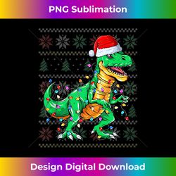 Dinosaur Xmas Lights Santa Hat Dinosaur Lover Ugly Christmas Tank Top - Sleek Sublimation PNG Download - Customize with Flair