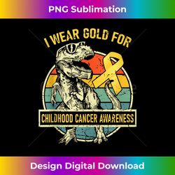 Dinosaur T-Rex Childhood Cancer Awareness Ribbon Retro Tank Top - Contemporary PNG Sublimation Design - Ideal for Imaginative Endeavors