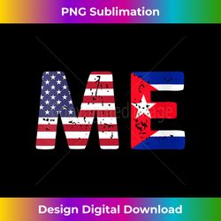 Womens I'm Cuban American (ME)  Vintage USA and Cuban Flag V-Neck - Innovative PNG Sublimation Design - Elevate Your Style with Intricate Details