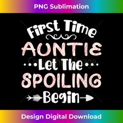 Womens First Time Auntie Let The Spoiling Begin Aunt Gift V-Neck - Edgy Sublimation Digital File - Lively and Captivating Visuals