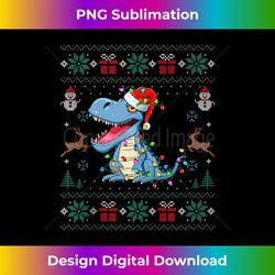 Dinosaur Wearing Santa Hat Christmas Lights Dinosaur Xmas Tank Top - Timeless PNG Sublimation Download - Customize with Flair