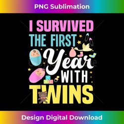 I Survived The First Year With Twins Funny Family Matching - Futuristic PNG Sublimation File - Enhance Your Art with a Dash of Spice