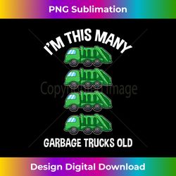 I'm This Many Garbage Trucks Old 4 Yr Birthday Gift - Classic Sublimation PNG File - Ideal for Imaginative Endeavors