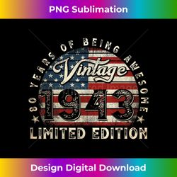 80 Year Old Gifts Vintage 1943 American Flag 80th Birthday - Crafted Sublimation Digital Download - Access the Spectrum of Sublimation Artistry