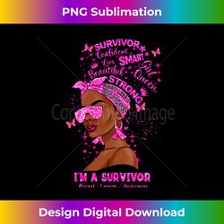I'm A Survivor Breast Cancer Awareness Black Woman Melanin Long Sleeve - Innovative PNG Sublimation Design - Customize with Flair