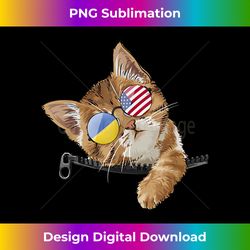 Cute Cat Kitten American Ukrainian Flag Sunglusses - Minimalist Sublimation Digital File - Lively and Captivating Visuals