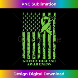 CKD Kidney Disease Awareness Green Ribbon USA Flag - Futuristic PNG Sublimation File - Channel Your Creative Rebel