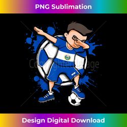 Dabbing Soccer Boy El Salvador Football Lovers Jersey Flag - Urban Sublimation PNG Design - Lively and Captivating Visuals
