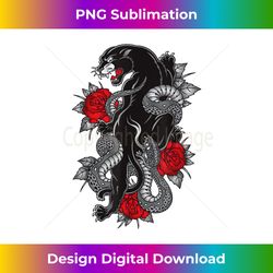 Panther T- - Traditional Japanese Black Ink Tattoo - Deluxe PNG Sublimation Download - Infuse Everyday with a Celebratory Spirit