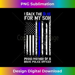 Womens Police Flag - I Back The Blue For My Son Proud Mom V-Neck - Deluxe PNG Sublimation Download - Spark Your Artistic Genius