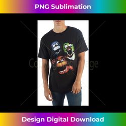 Bioworld FNAF Film Style Group T-Shirt, Creepy Animatronics Chica Bonnie Freddy Fazbear's Pizza, Black Fitted Tee - Sophisticated PNG Sublimation File - Reimagine Your Sublimation Pieces